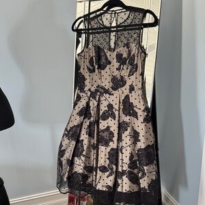 Eliza J Black and Cream Floral Mini Dress